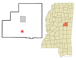 Location of Noxapater, Mississippi