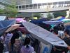 Protestors with umbrellas in Hong Kong