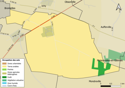 Carte des infrastructures et de l'occupation des sols en 2018 (CLC) de la commune.