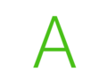 Green letter A, Green Alphabet A in Latin and English.