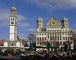 Augsburger Augsburger Rathaus och Perlachturm