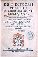 Bodin named on title page of Discorsi politici (1602) by Fabio Albergati who compared Bodin's political theories unfavourably with those of Aristotle