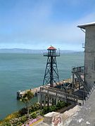 Alcatraz Island harbor guards tower.