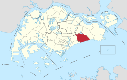 Location of Bedok in Singapore