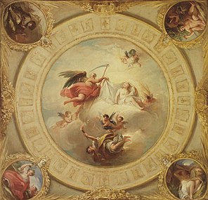 El tiempo descubriendo la verdad (1765) Boceto para la decoración del techo de las habitaciones del Príncipe de Asturias en el Palacio Real de Madrid. Museo de Brooklyn[2]​