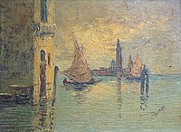 Carlo Bazzi, "Marina in Venice", oil on canvas