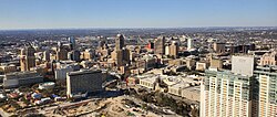 Downtown San Antonio view from the Tower of the Americas in 2023.