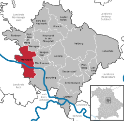 Läget för Freystadt i Landkreis Neumarkt in der Oberpfalz