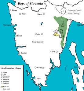 Istro-romaniankieliset kylät Istrian niemimaalla