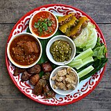 A sampling of starters in Northern Thai cuisine (Lanna cuisine)