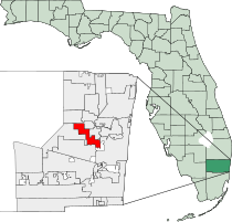 Location of Lauderhill in Broward County, Florida