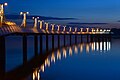 The pier in Płock, Poland. The view westwards by night.