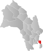 Mapa do condado de Buskerud com Røyken em destaque.