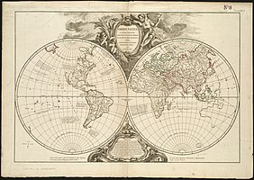 Mappemonde indiquant l'Atlantis Insula (Atlantide) et les îles Hespérides de la mythologie grecque.