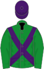 Green, purple cross belts and cap