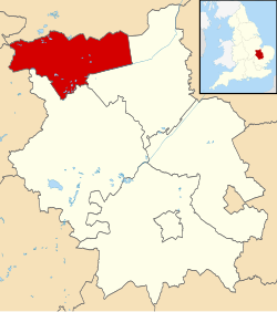Peterborough shown within Cambridgeshire
