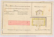 Plano y Perfil de un Almacen que se propone para Cureñas y demas pertrechos de la Artillería que existe en el fuerte de Marín