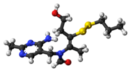 Ball-and-stick model of the prosultiamine molecule