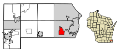 Location of Sturtevant in Racine County, Wisconsin.