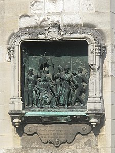 La Mort d'Enguerrand Ringois (1887), bas-relief en bronze, beffroi d'Abbeville.