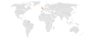 Location map for Suriname and the United Kingdom.