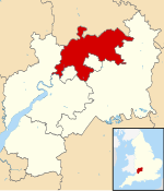 Tewkesbury shown within Gloucestershire