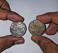 Silver rupee coins from the Bengal Presidency, struck in the name of Shah Alam II, Calcutta Mint.