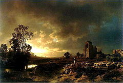 The Evening Mood in Campagna 1850. Hessisches Landesmuseum Darmstadt, Darmstadt, Germany.