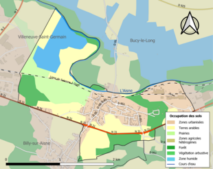 Carte en couleurs présentant l'occupation des sols.