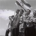 Image 27Buchenwald survivors arrive in Haifa to be arrested by the British, 15 July 1945 (from History of Israel)