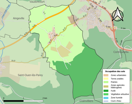 Carte en couleurs présentant l'occupation des sols.