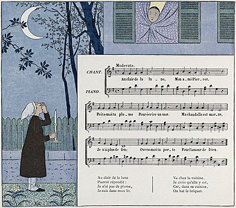 "Au clair de la lune", by Charles Marie Widor/Louis-Maurice Boutet de Monvel (restored by Durova)