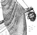 Image 16Blackbeard's severed head hanging from Maynard's bowsprit; illustration from The Pirates Own Book (1837) (from Piracy)