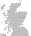 The Dee on a map of Scotland