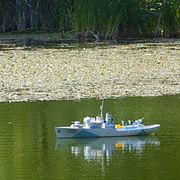 Model of HMCS Sackville in Griffin Pond