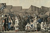 A busy market scene in Sibiu, 1818