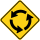 U.S. and Canada roundabout / traffic circle ahead sign.