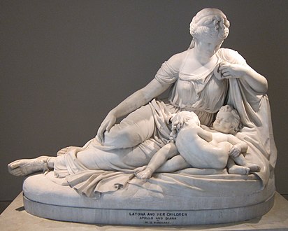 Léto et ses enfants Artémis et Apollon, William Henry Rinehart (en), 1874.