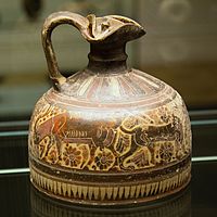Squat oinochoe, with ibex and lions, Otterlo Painter, late 7th c. BC