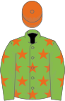 Light green, orange stars, orange cap