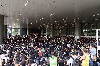 Protesters occupying the Legislative Council Complex.