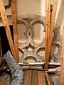 Remains of late C13-early C14 rose window, Edge Barton, featuring a trefoil arch. The wall is thought to have formed the west wall of a late C13-early C14 chapel[24]