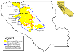 Location within Santa Clara County, California