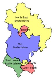 Map of parliamentary constituencies in Bedfordshire 2010–present