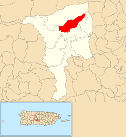 Location of Cordillera within the municipality of Ciales shown in red