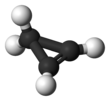 Ball and stick model of cyclopropene