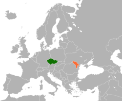 Map indicating locations of Czech Republic and Moldova