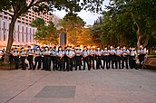 Police blockading Victoria Park, Hong Kong