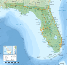 Carte topographique de la Floride.