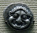 Gorgon head, silver didrachm issued by Athens, c. 520 BC